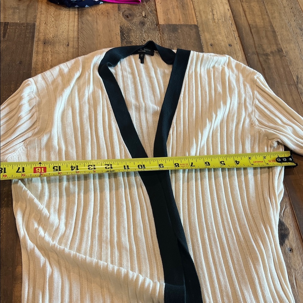 Rag and Bone Jasmine Duster XS Ivory Navy 
Sweater Coat Long Mid Calf - Picture 4 of 6